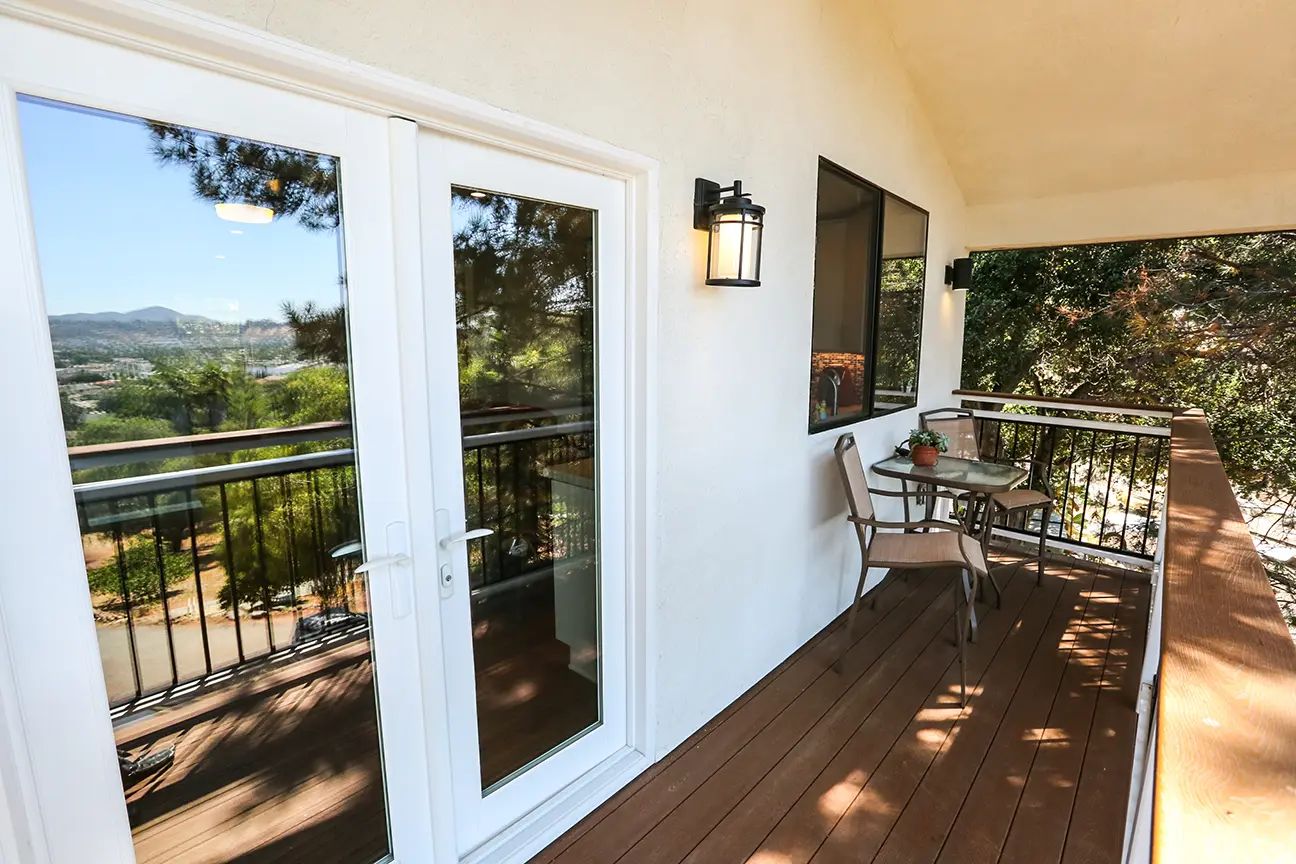 Detached ADU in San Diego with a covered deck and hillside view