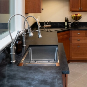 Large Basin Kitchen Sink with two faucets