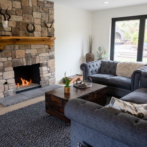 Open Floor Plan Living Room with a Custom Fireplace