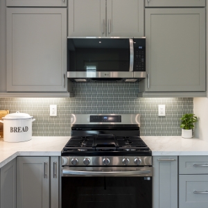 Samsung gas range and Sonoma Hustle Shimmie backsplash