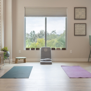 Yoga mats in living area
