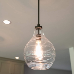 Glass Genie pendant light over the kitchen island